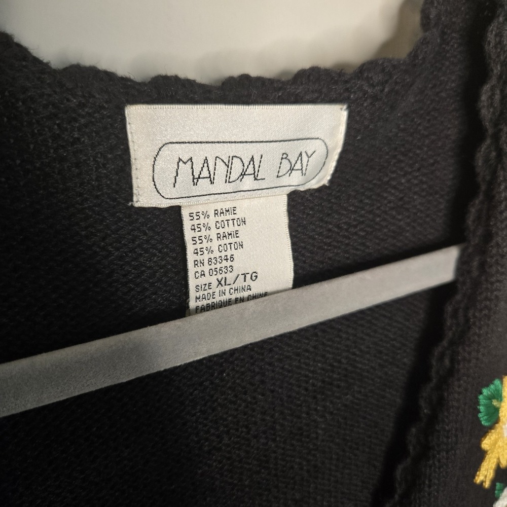 Mandal Bay 90s Spring Size Embroidered XL Black Vest Cotton Blend Whimsical - Picture 3 of 10